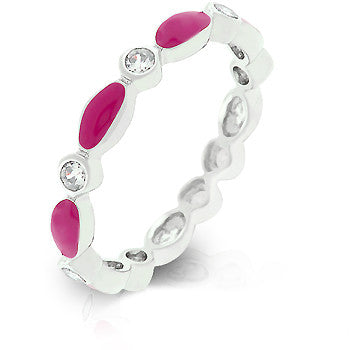 Fuchsia Link Enamel Stacker Ring