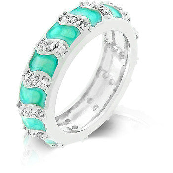Aqua Eternity Enamel Ring
