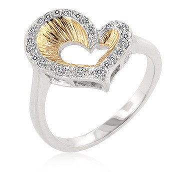 Accented Two-tone Finished Heart Ring